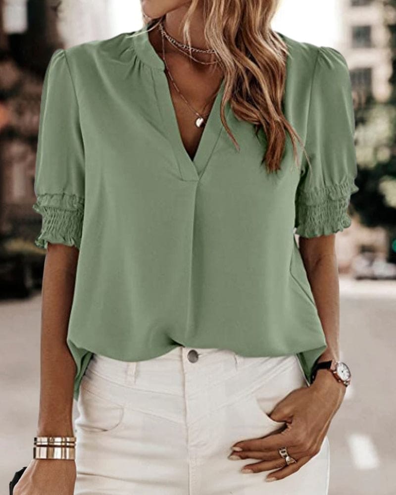 Isabella | Damen Charmante Puffärmel Bluse