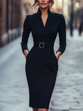 Jana | Damen Wickel-Midikleid mit Gürtel
