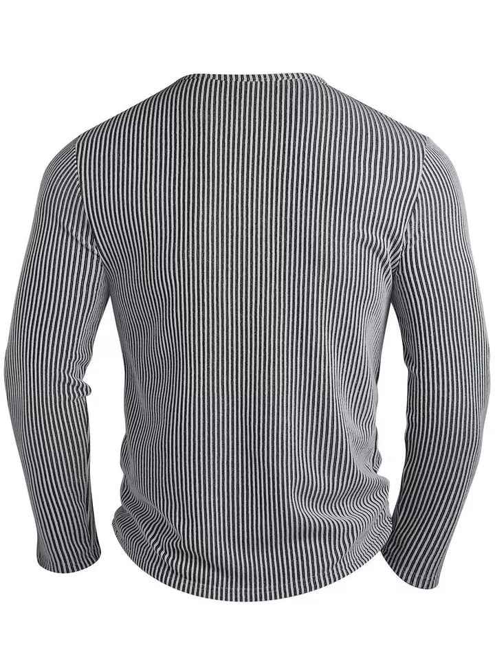 Jannik Herren Henley-Strickshirt mit Knopfleiste und Strukturmuster