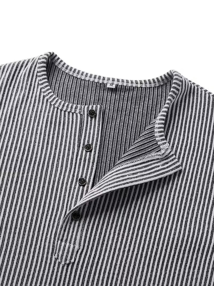 Jannik Herren Henley-Strickshirt mit Knopfleiste und Strukturmuster