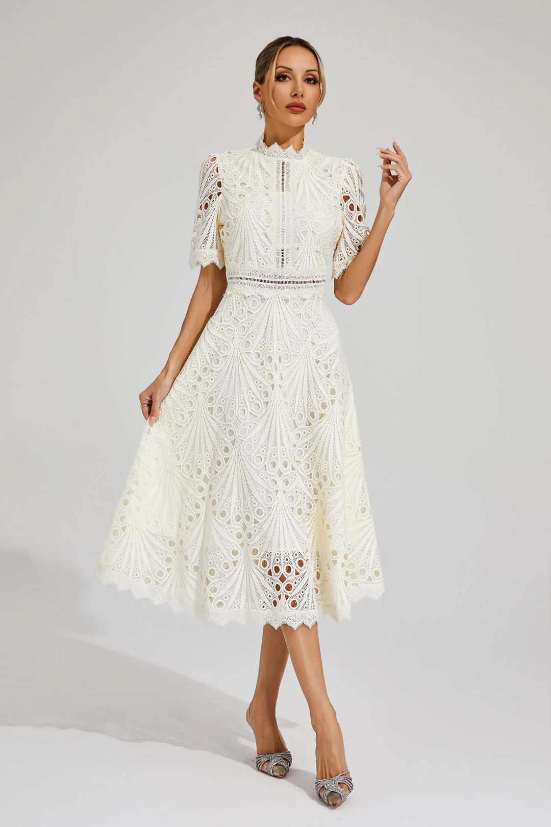 Jasmin | Damen schickes Midikleid aus Spitze