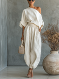 Jennifer | Tweedelig broekpak voor dames met off-shoulder top