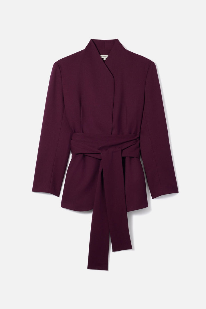Johanna Damen Langer Blazer mit Abnehmbarem Bindegürtel – Aubergine