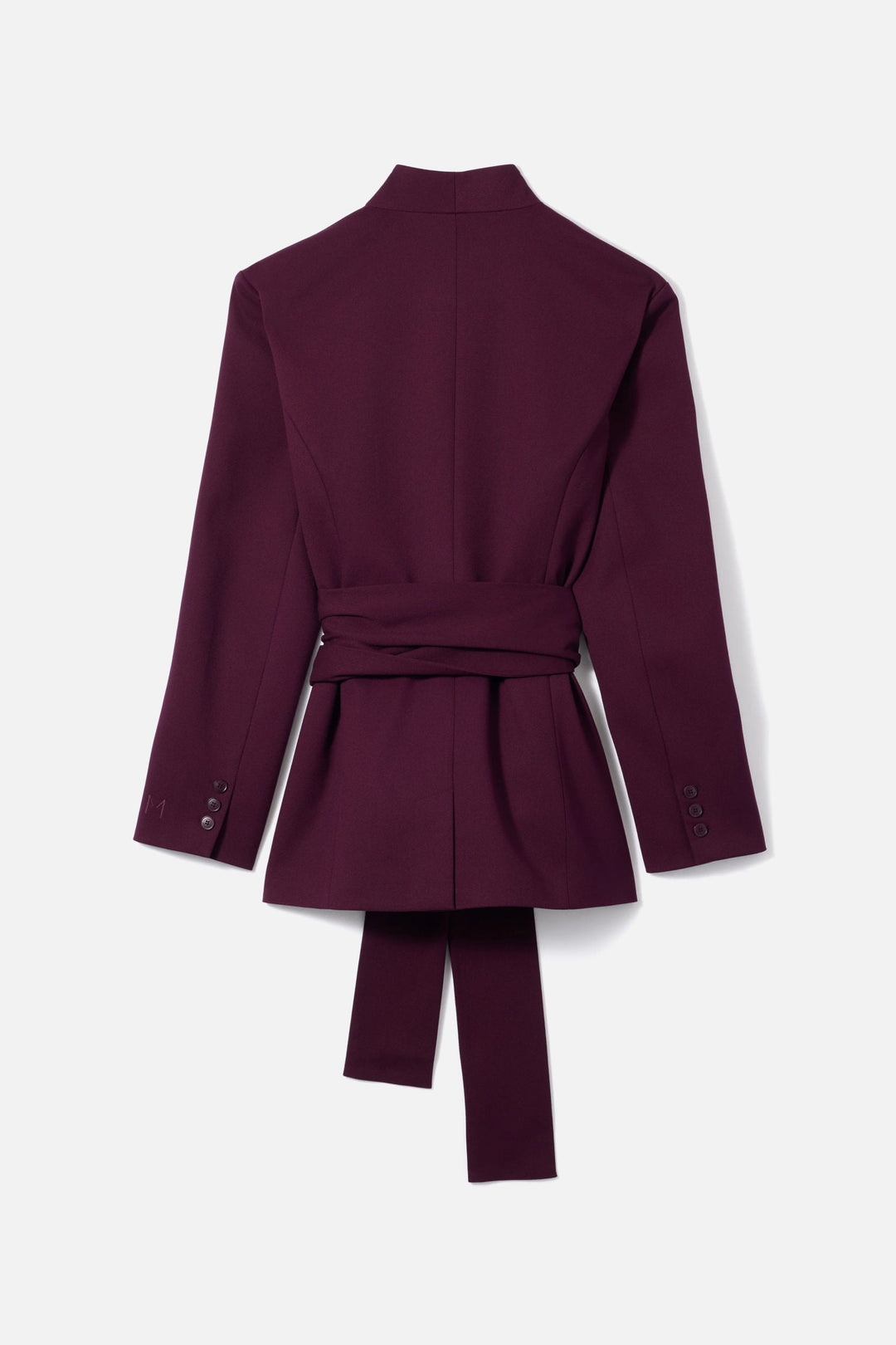 Johanna Damen Langer Blazer mit Abnehmbarem Bindegürtel – Aubergine