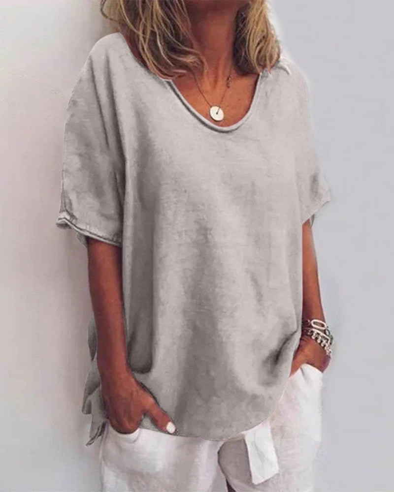Johanna | Damen Lockere Kurzarm Bluse