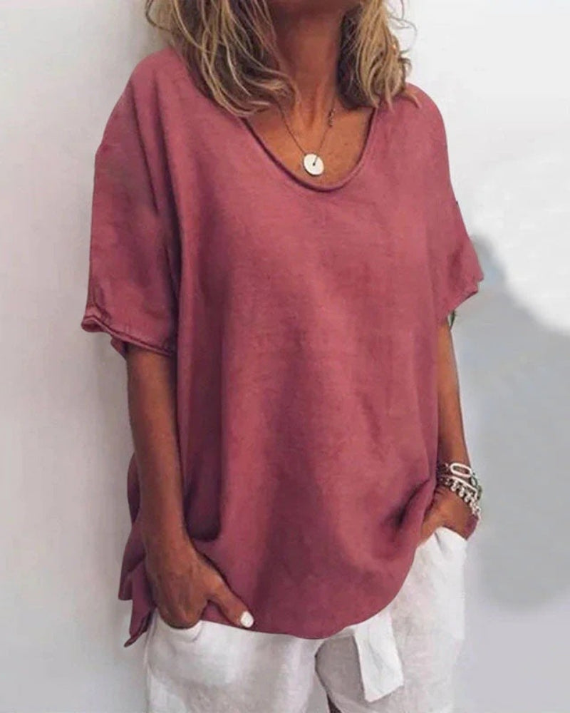 Johanna | Damen Lockere Kurzarm Bluse