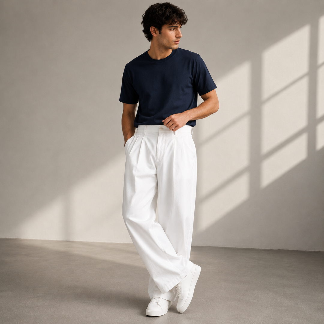 Jonathan | Herren Lässige Wide Leg Freizeithose