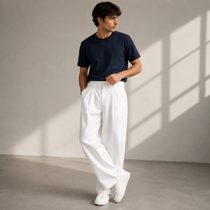 Jonathan | Herren Lässige Wide Leg Freizeithose