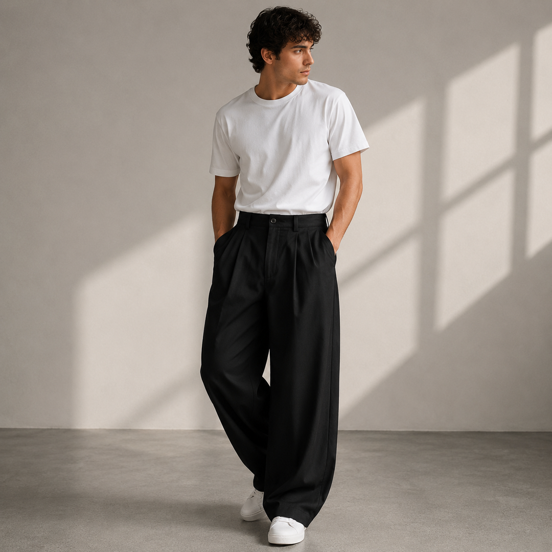 Jonathan | Herren Lässige Wide Leg Freizeithose