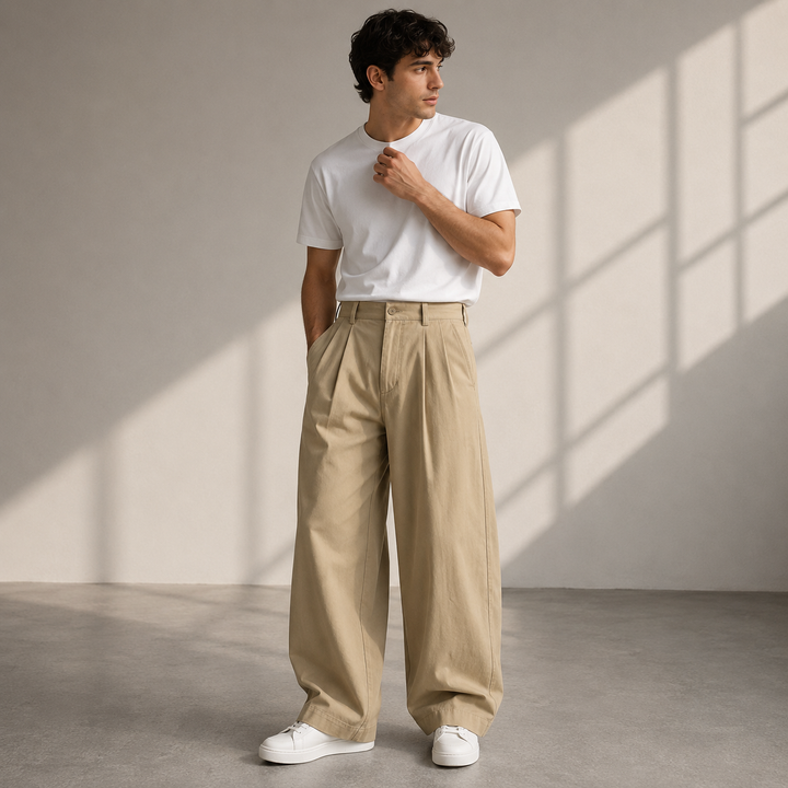 Jonathan | Herren Lässige Wide Leg Freizeithose
