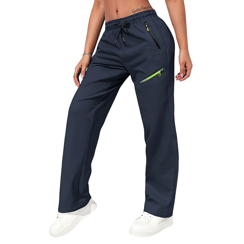 Jonna Damen Sporthose mit geradem Bein und Reißverschlusstaschen Blau