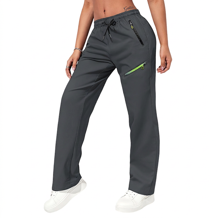 Jonna Damen Sporthose mit geradem Bein und Reißverschlusstaschen Grau