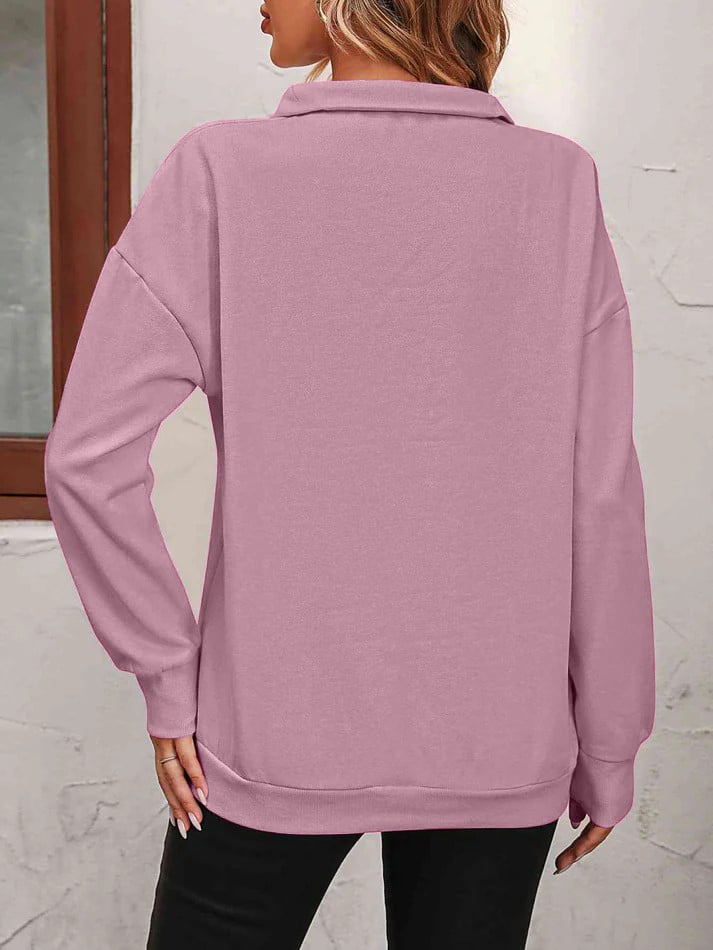 Jorinde Damen Pullover mit Troyerkragen und kurzem Reißverschluss