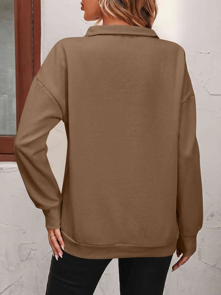 Jorinde Damen Pullover mit Troyerkragen und kurzem Reißverschluss