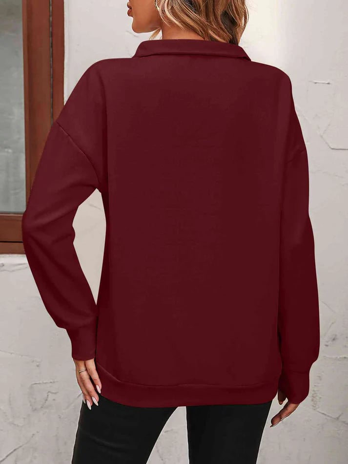 Jorinde Damen Pullover mit Troyerkragen und kurzem Reißverschluss