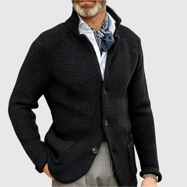 Jovel | Herren strukturierte Strickjacke im Blazer-Stil