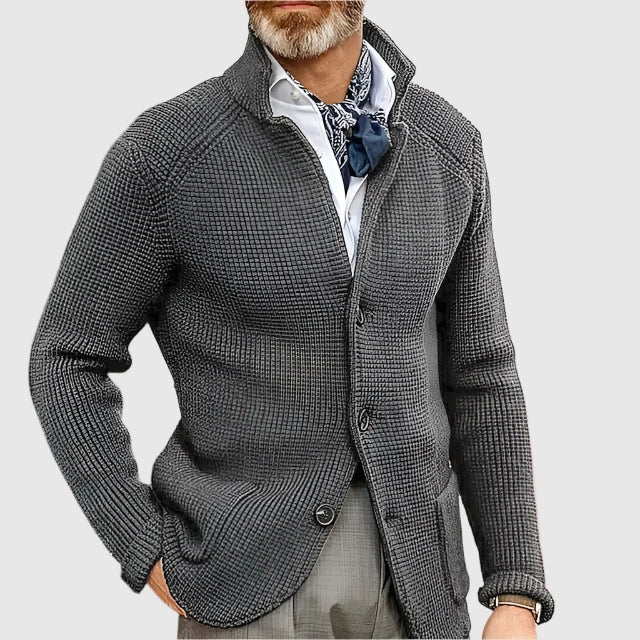 Jovel | Herren strukturierte Strickjacke im Blazer-Stil