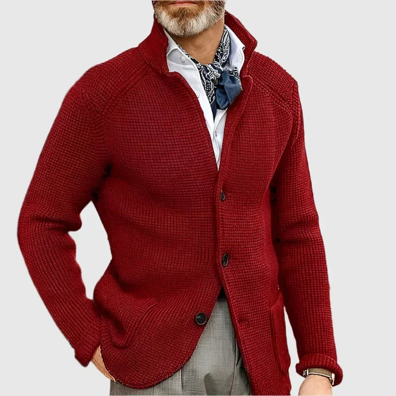 Jovel | Herren strukturierte Strickjacke im Blazer-Stil