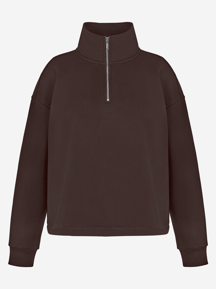 Jule Half-Zip-Pullover – Stehkragen mit Knopf und verstellbarem Saum