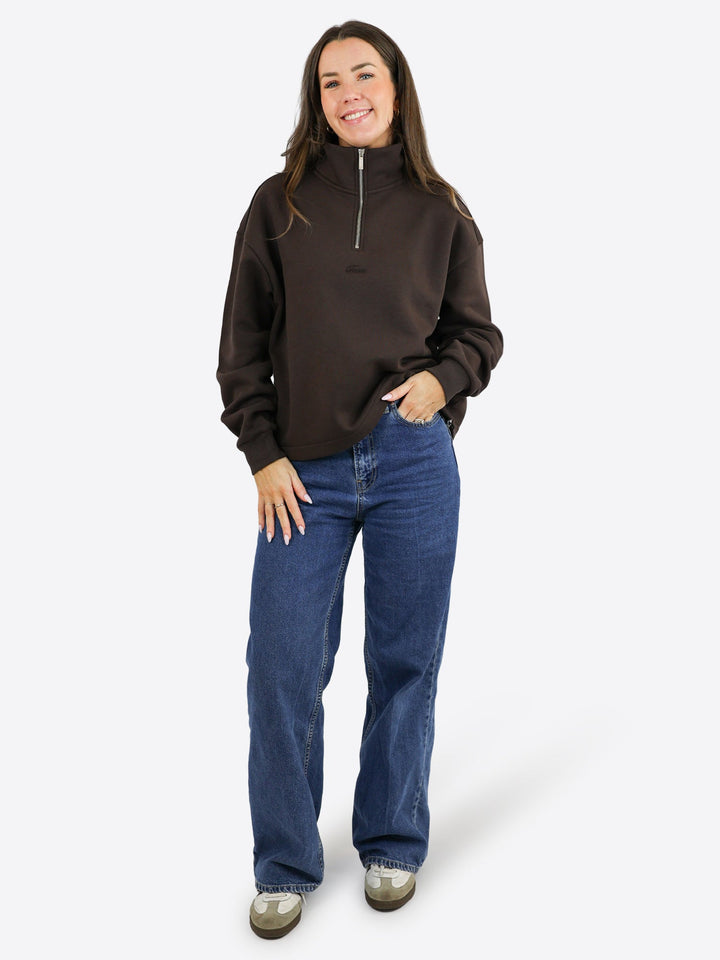 Jule Half-Zip-Pullover – Stehkragen mit Knopf und verstellbarem Saum