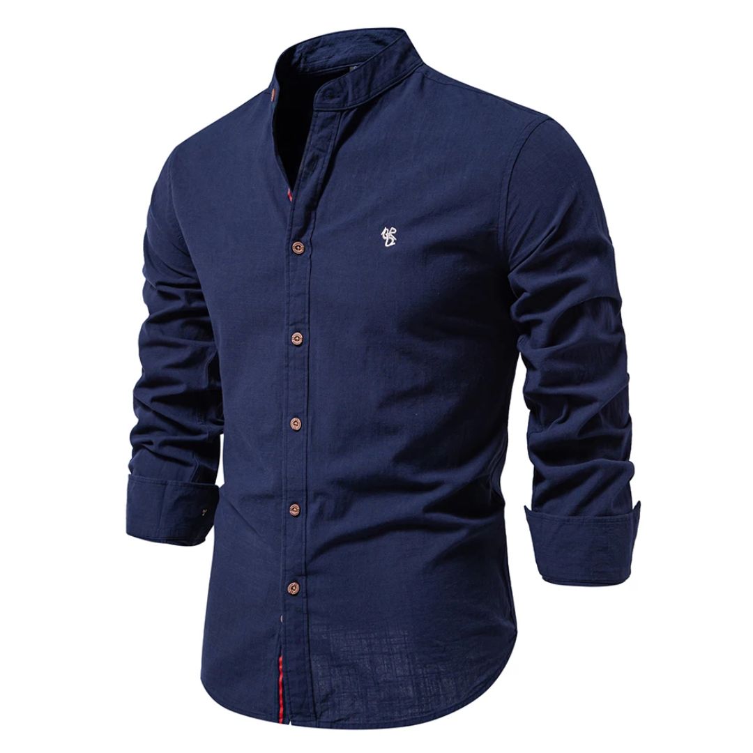 Julian | Herren Stehkragenhemd Langarm Slim Fit
