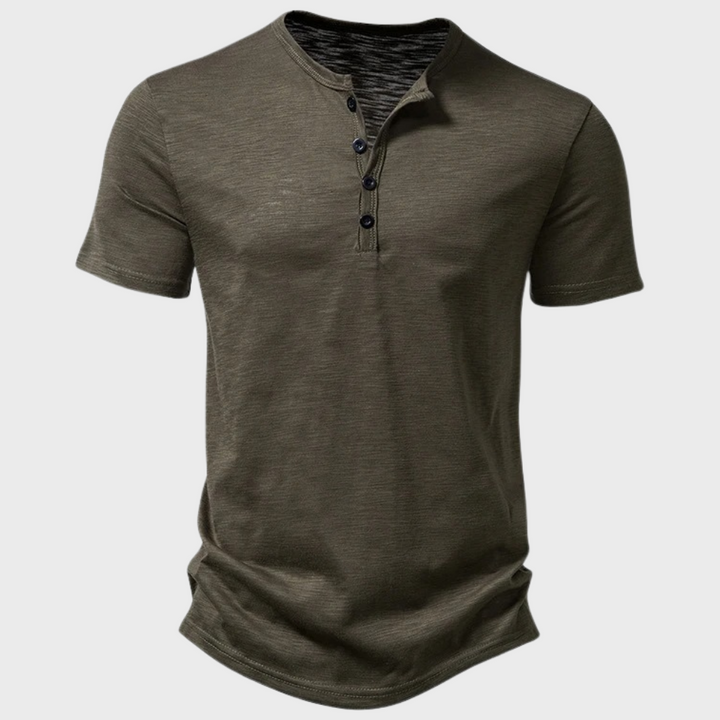 Jumas | Herren lässiges Henley Kurzarm Freizeitshirt