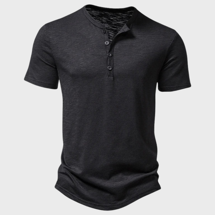 Jumas | Herren lässiges Henley Kurzarm Freizeitshirt