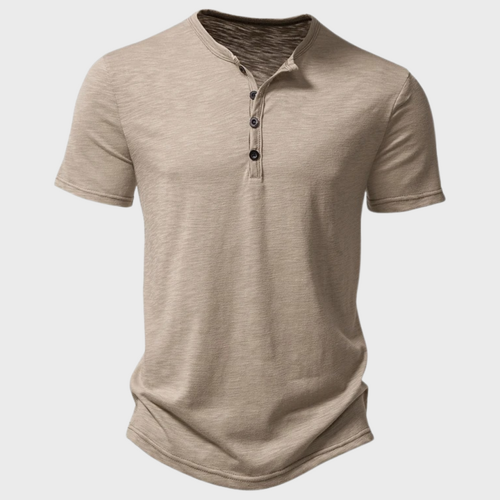 Jumas | Herren lässiges Henley Kurzarm Freizeitshirt