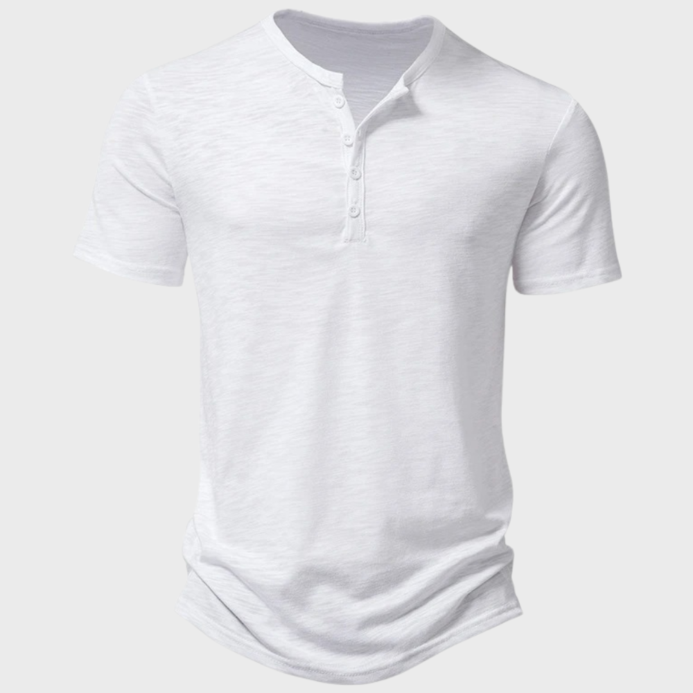 Jumas | Herren lässiges Henley Kurzarm Freizeitshirt