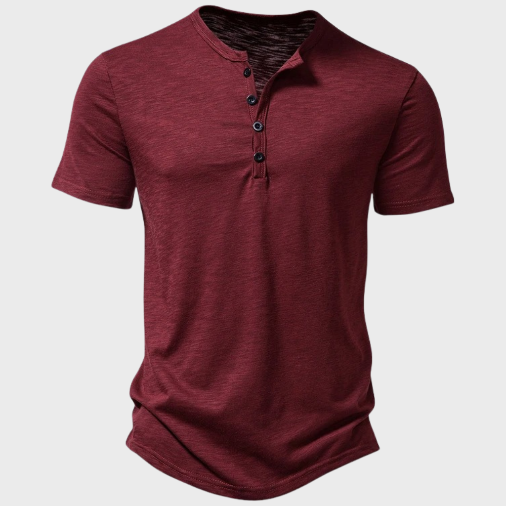 Jumas | Herren lässiges Henley Kurzarm Freizeitshirt