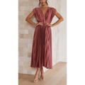 Kaitlyn | Plissee Midikleid mit V-Ausschnitt