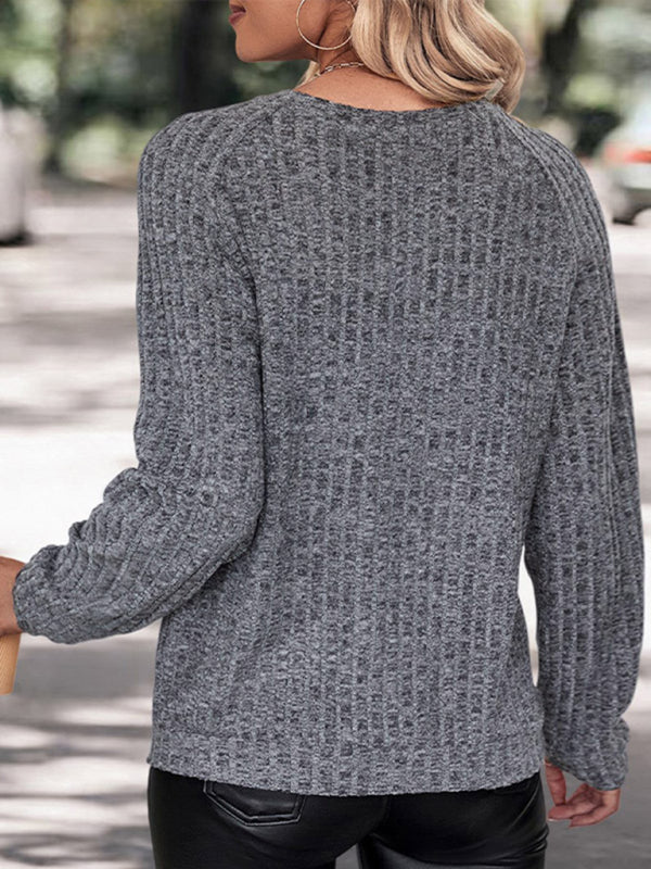 Kaja | Damen Pullover mit Rundhalsausschnitt und Waffelstruktur