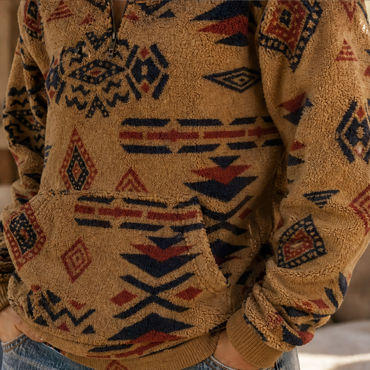 Kaja Damen Troyer-Sweatshirt mit geometrischem Muster und Kängurutasche