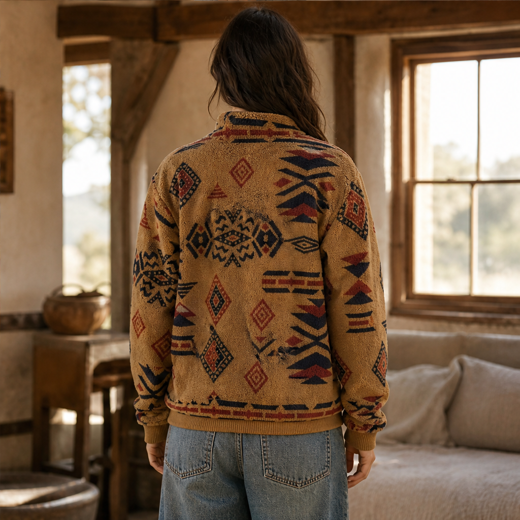 Kaja Damen Troyer-Sweatshirt mit geometrischem Muster und Kängurutasche