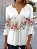 Karoline | Blumige Bluse mit V-Ausschnitt