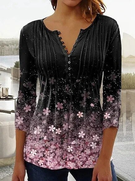 Karoline | Blumige Bluse mit V-Ausschnitt
