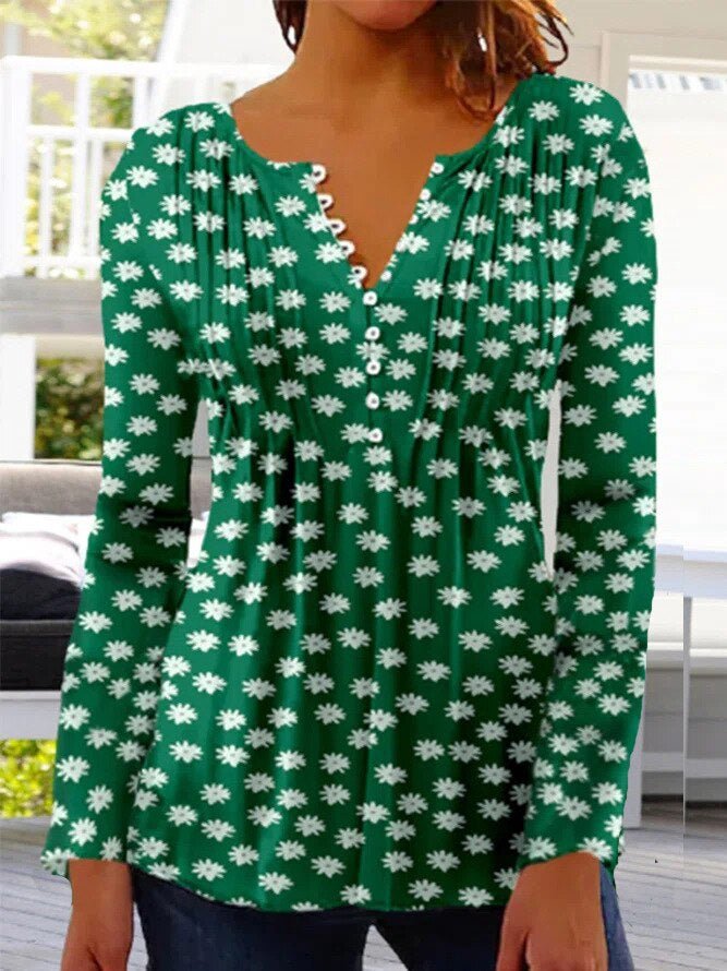 Karoline | Blumige Bluse mit V-Ausschnitt