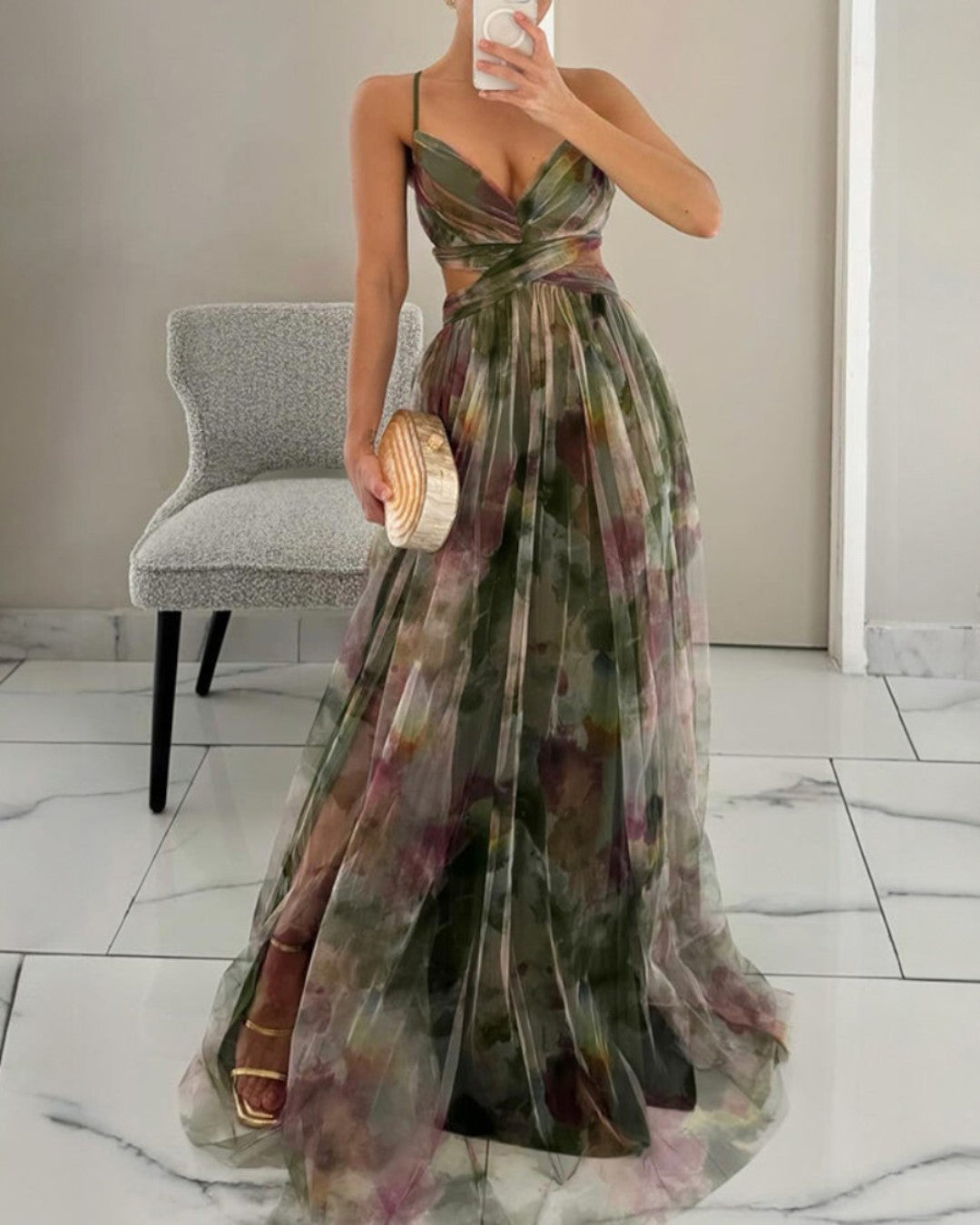 Katharina | Florales Maxikleid mit fließender Silhouette