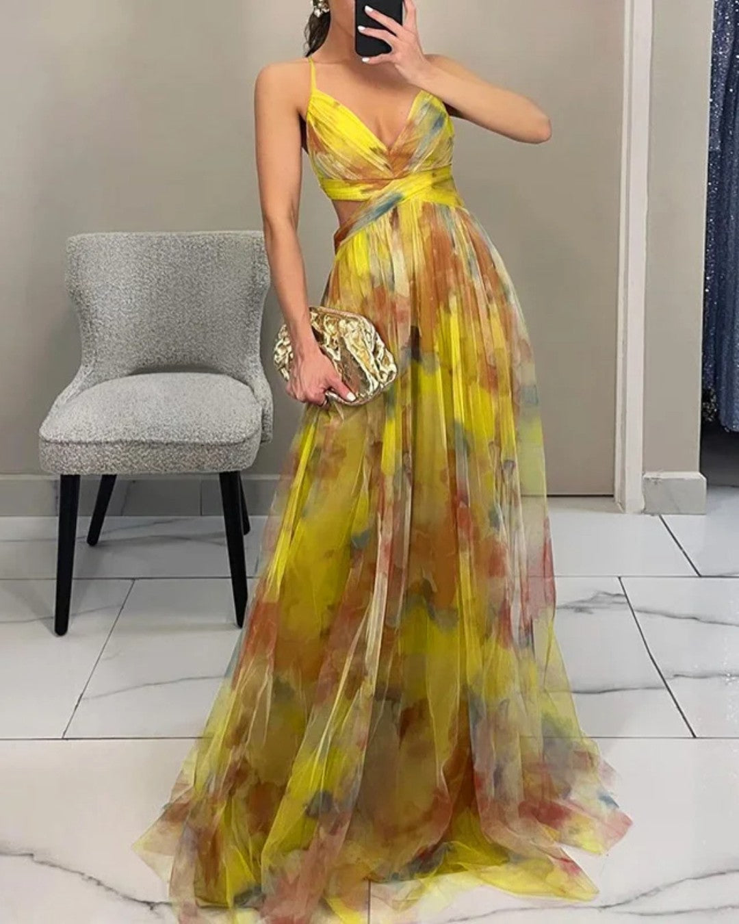 Katharina | Florales Maxikleid mit fließender Silhouette