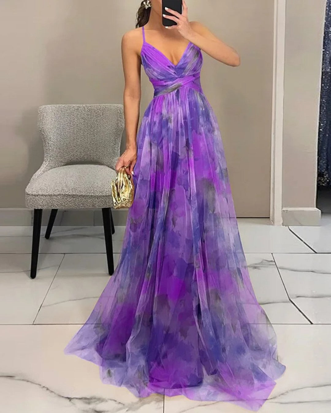 Katharina | Florales Maxikleid mit fließender Silhouette