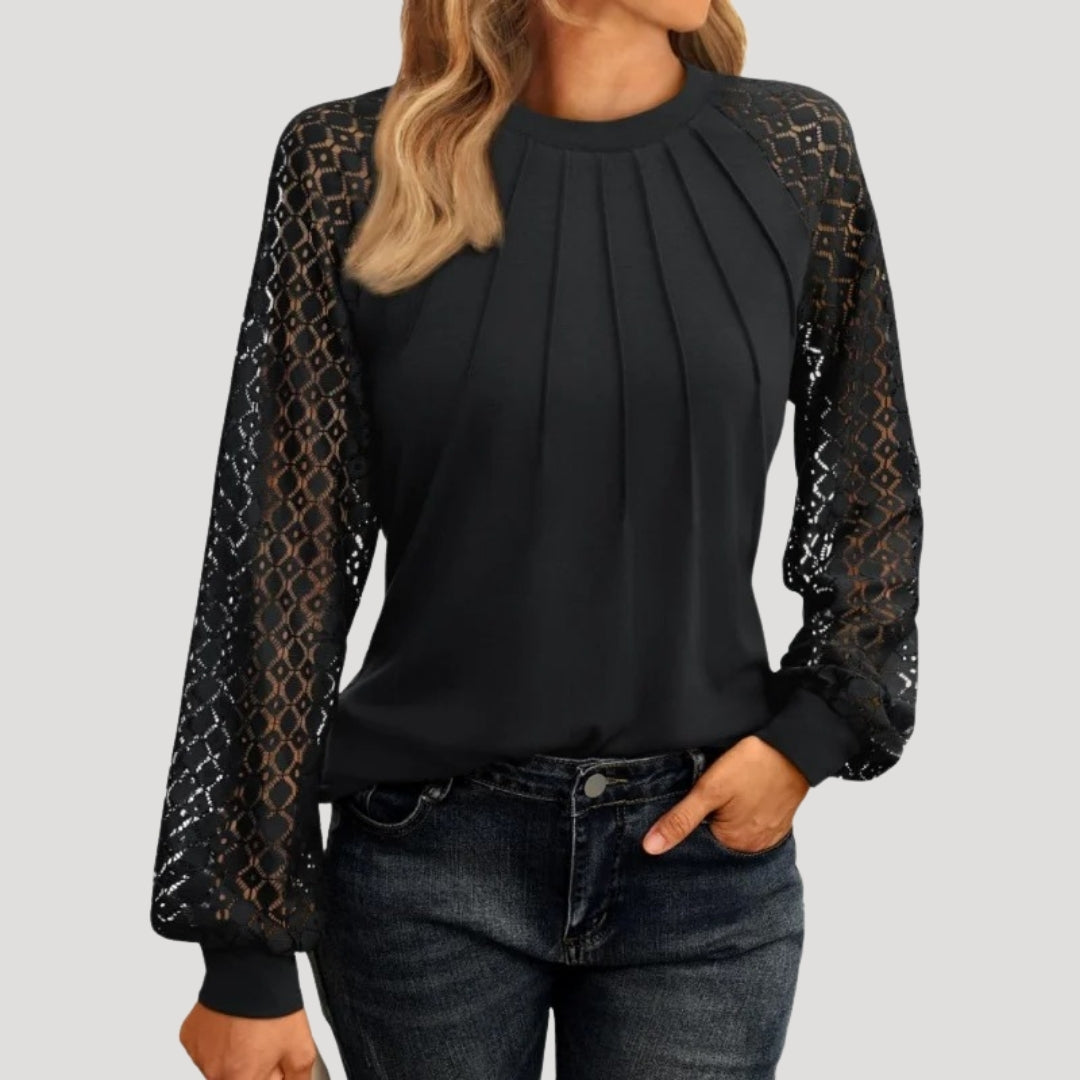 Kersti | Feine Spitzenbluse mit Rundhals