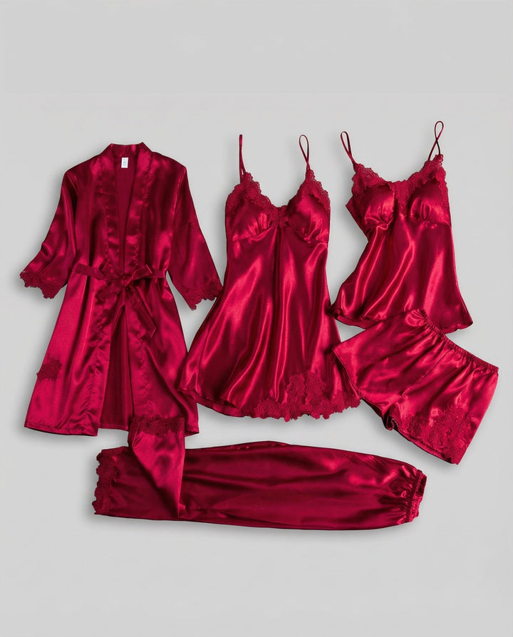 Kerstin | Damen Seidiges Pyjama-Set mit Kimono