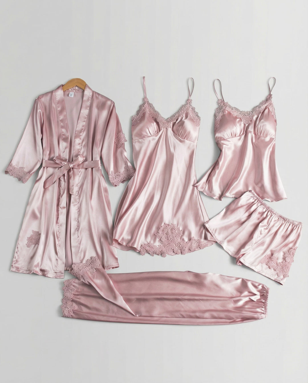 Kerstin | Damen Seidiges Pyjama-Set mit Kimono