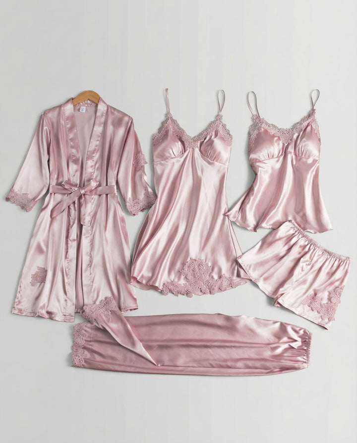 Kerstin | Damen Seidiges Pyjama-Set mit Kimono