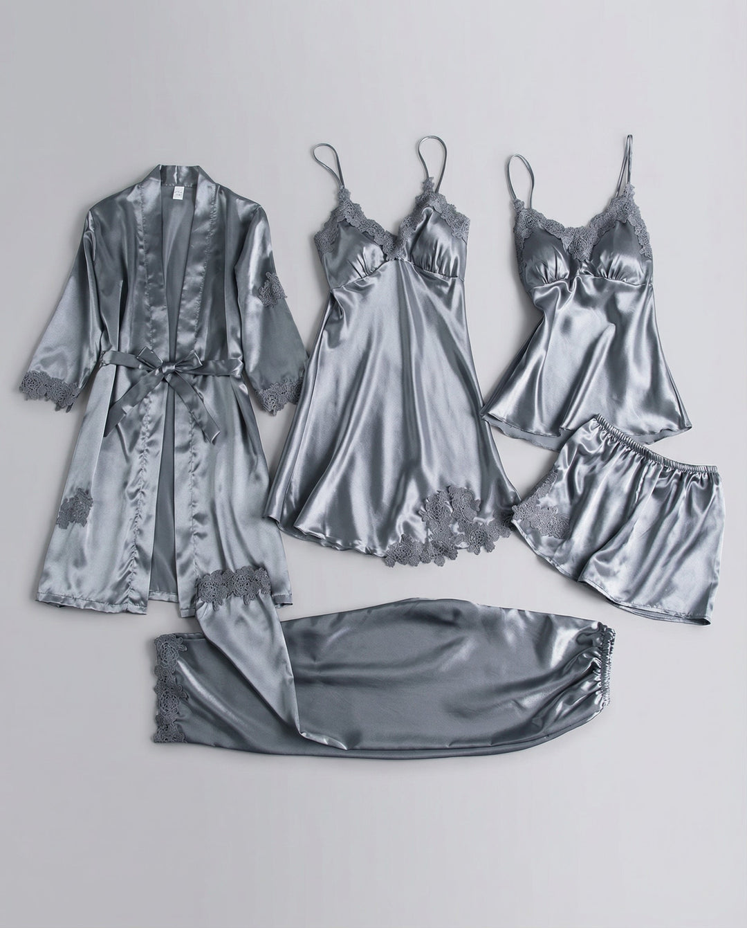 Kerstin | Damen Seidiges Pyjama-Set mit Kimono