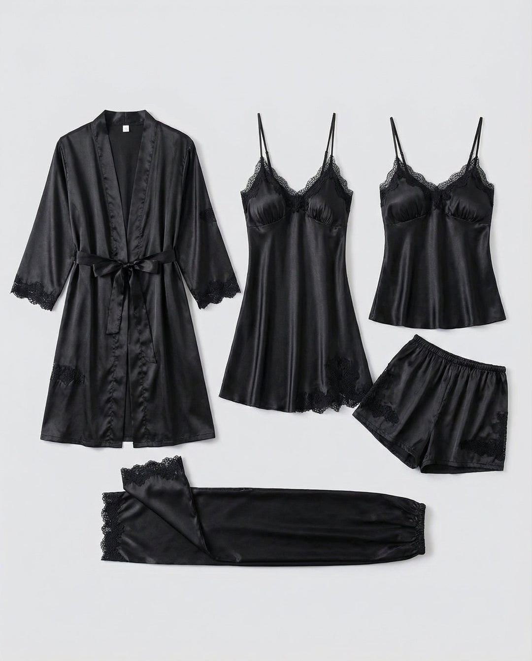 Kerstin | Damen Seidiges Pyjama-Set mit Kimono