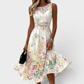 Kimberly | Florales Rundhals Midikleid