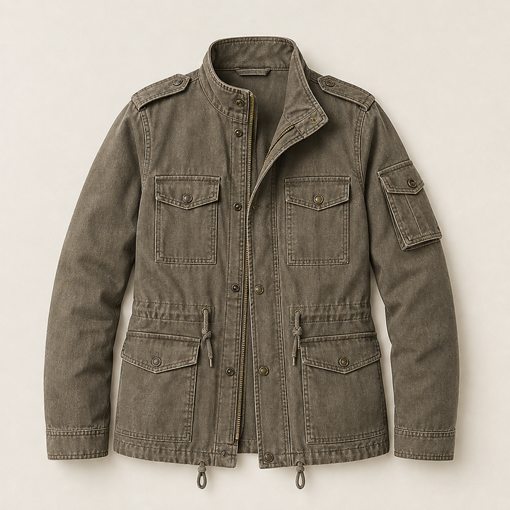 Kirsten Damen Feldjacke mit Stehkragen, Pattentaschen und Tunnelzug – Olivgrün