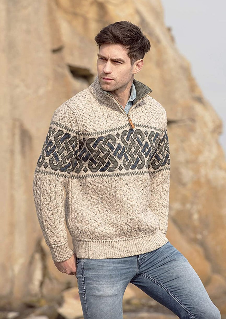Konrad Herren Troyer mit Jacquard-Bordüre