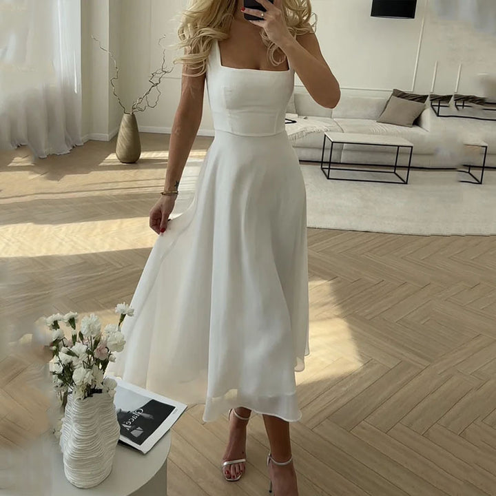 Kristina | Ärmelloses Midikleid mit eckigem Ausschnitt